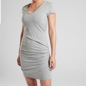 Athleta Grey and White Central Stripe Dress SZ XS